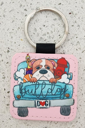 English Bulldog - Back of Truck Keychain