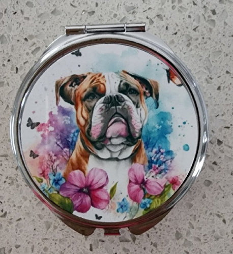 English Bulldog - Butterfly & Flowers Pill Box