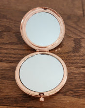 English Bulldog - Shabby Chic with Bow Rose-Gold Round Compact Mirror