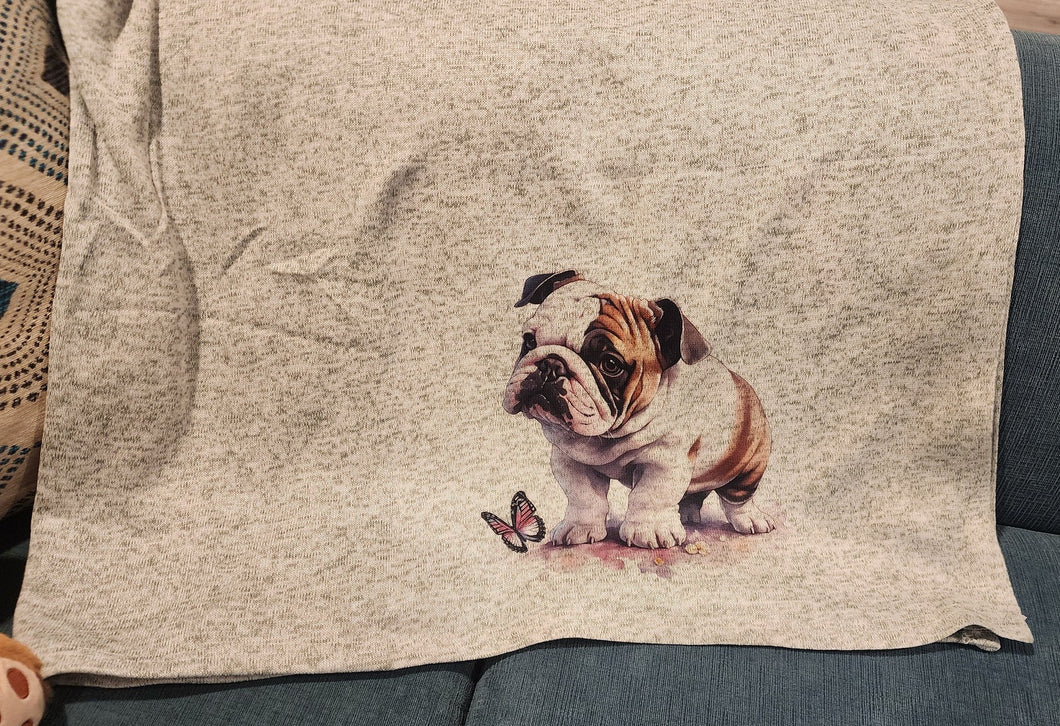 English Bulldog - Butterfly Gray Sweater Blanket, 50