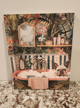 French Bulldog - Bathroom Scene Solid Birch Wood Wall Art