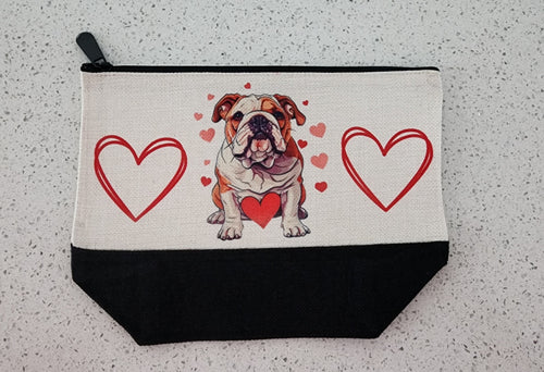 English Bulldog Are All Hearts Make-up Bag