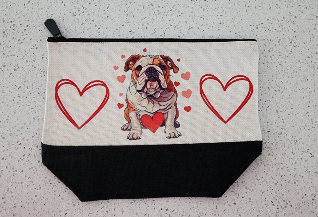 English Bulldog Are All Hearts Make-up Bag