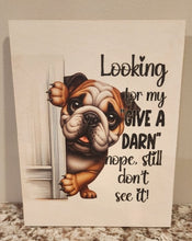English Bulldog - "Looking for my Give A Darn..." Solid Birch Wood Wall Art