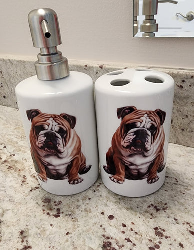 English Bulldog - Posing Ceramic Soap Dispenser