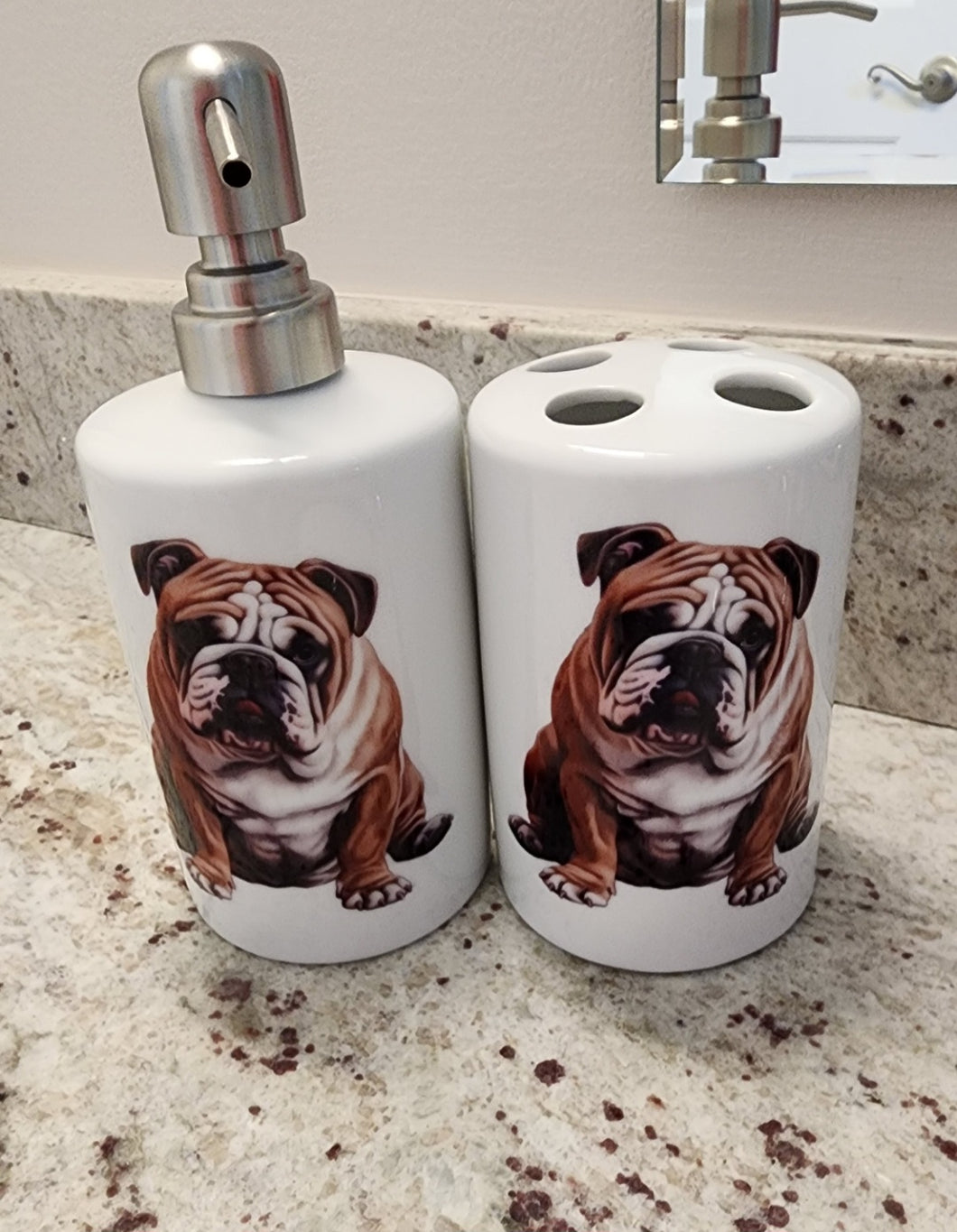 English Bulldog - Posing Ceramic Soap Dispenser