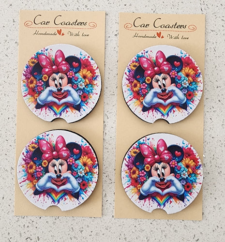 Minnie Mouse Car Coasters, Set of 4