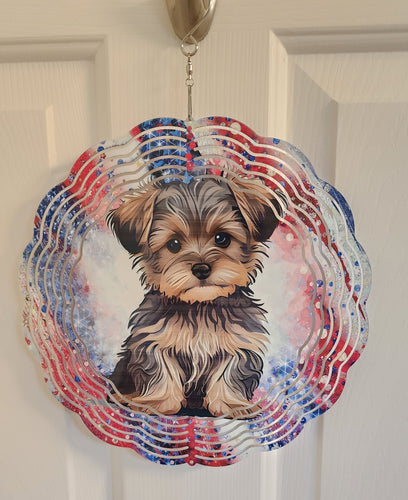 Yorkie - Patriotic Wind Spinner