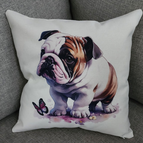 English Bulldog - Butterfly Throw Pillow, 16