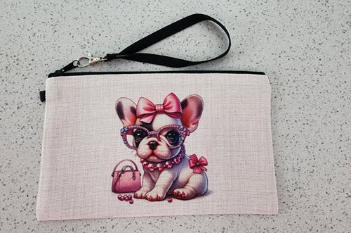 French Bulldog With Pink Bow Make-up Bag