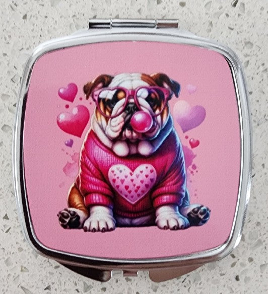 English Bulldog - Heart Sweater Rectangular Compact Mirror