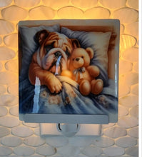 English Bulldog with Teddy Bear Ceramic Night Light