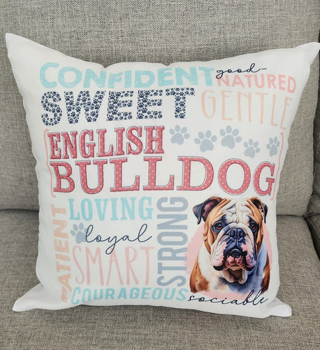 English Bulldog - Words Throw Pillow, 16