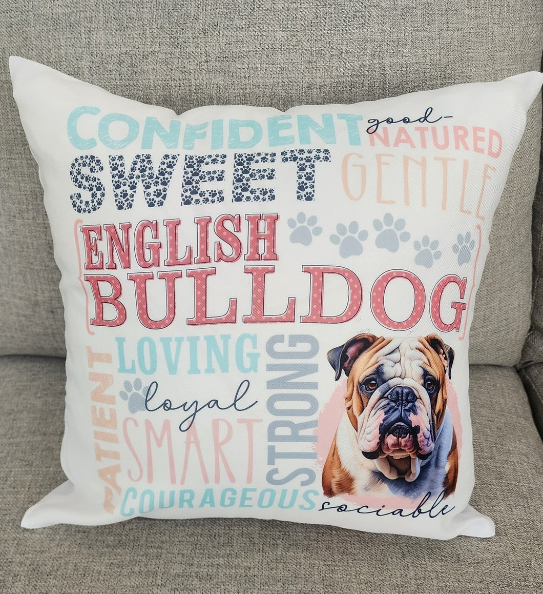 English Bulldog - Words Throw Pillow, 16