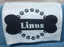 Custom - Dog Bone & Paw Prints with Your Dogs Name Gray Sweater Blanket, 50" x 60"