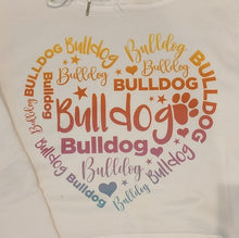 Bulldog - "Bulldog" in the Shape of a Heart Hooded Sweatshirt
