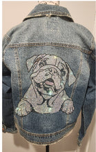 English Bulldog - White English Bulldog Rhinestone Denim Jacket