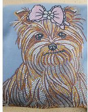 Yorkie - With Pink Bow Rhinestone Zip-up Hooded Sweatshirt