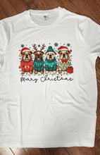 English Bulldog - Line of English Bulldogs "Merry Christmas" Short Sleeve T-shirt