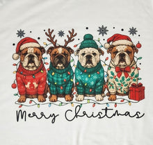 English Bulldog - Line of English Bulldogs "Merry Christmas" Short Sleeve T-shirt