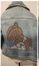 English Bulldog - English Bulldog in a Play Bow w/ Butterfly Rhinestone Denim Jacket