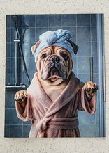 English Bulldog - In Shower Solid Birch Wood Wall Art