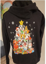 Pitbull - Pile of Dogs Forming A Christmas Tree with Star Zip-Up Hooded Sweatshirt