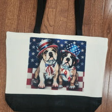 English Bulldog - Two Patriotic Bulldogs Two-Tone Tote