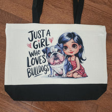 English Bulldog - "Just A Girl Who Loves Bulldogs" Two-Tone Tote