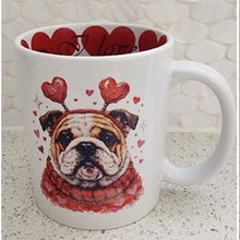 English Bulldog - Heart Headband with Hearts & "I Love You" Ceramic Mug, 15 oz.