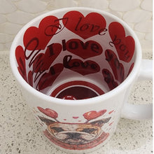 English Bulldog - Heart Headband with Hearts & "I Love You" Ceramic Mug, 15 oz.