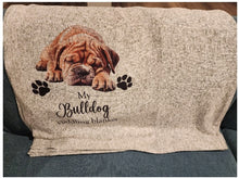 "My Bulldog Cuddling Blanket" Gray Sweater Blanket, 50" x 60"