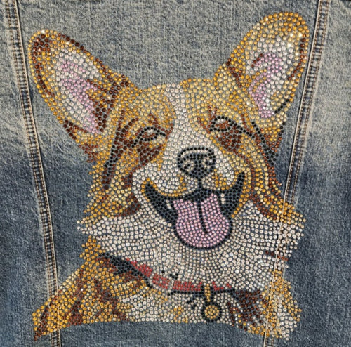 Corgi Rhinestone Denim Jacket