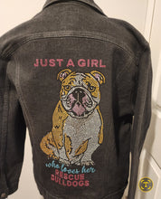 Just a Girl Who Loves Her Rescue Bulldogs Rhinestone Denim Jacket