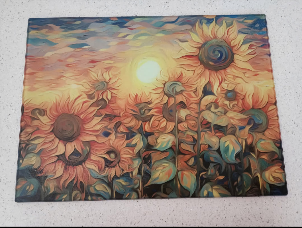 Sunflower Tempered Glass Cutting Board