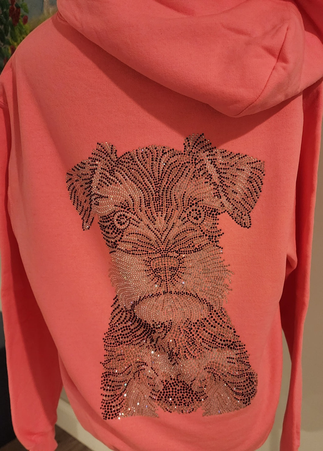 Schnauzer Rhinestone Zip-up Hooded Sweatshirt