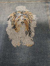 Yorkie-Biewer Top Knot Rhinestone Denim Jacket