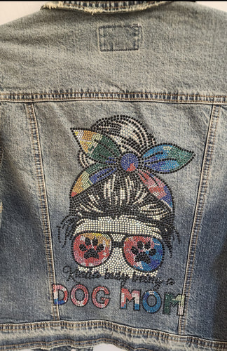 Dog Mom Rhinestone Denim Jacket