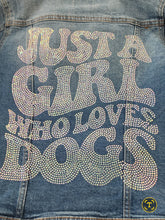 Just A Girl Who Loves Dogs Rhinestone Denim Jacket