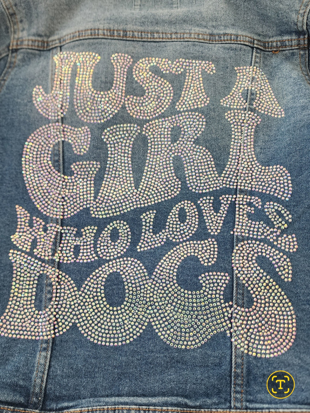 Just A Girl Who Loves Dogs Rhinestone Denim Jacket