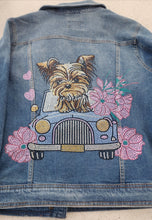 Yorkie Car Rhinestone Denim Jacket