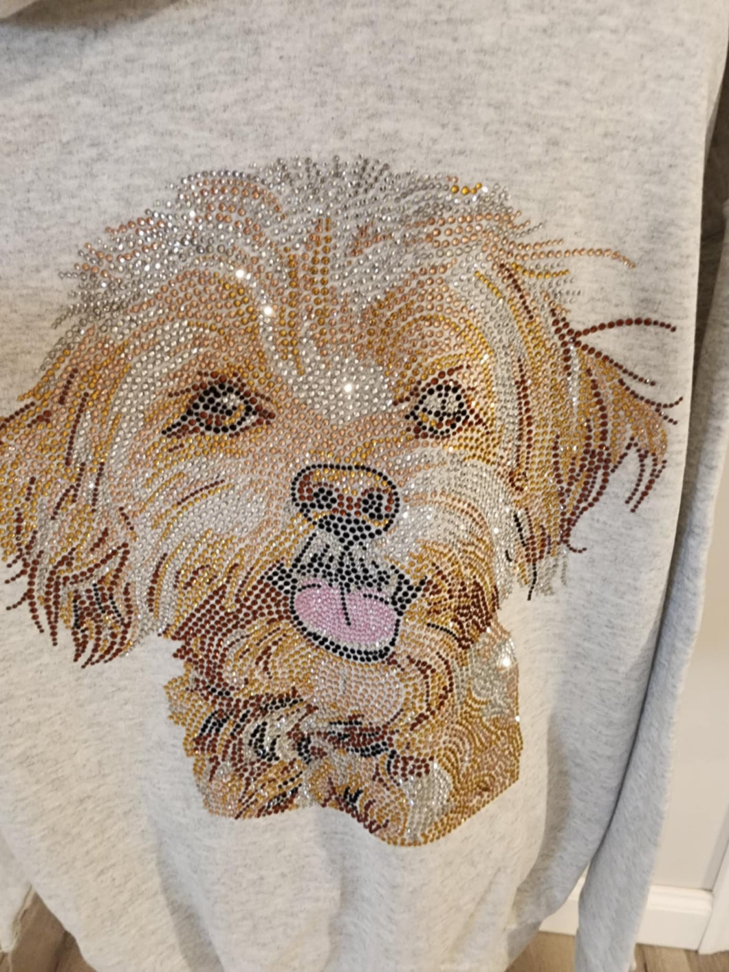 Cockapoo Rhinestone Zip-up Hooded Sweatshirt