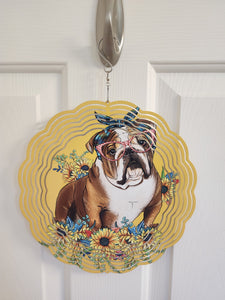 Bulldog in flowers