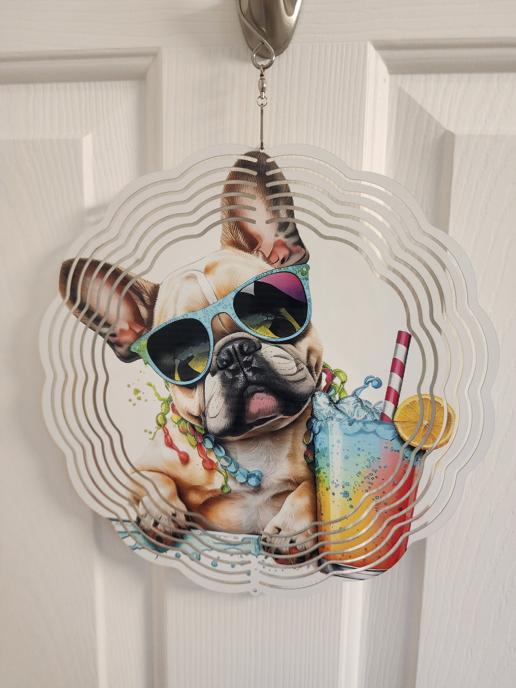 Frenchie with drink Wind Spinner