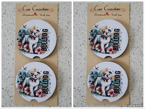 Bulldog Car Coasters, Set of 4