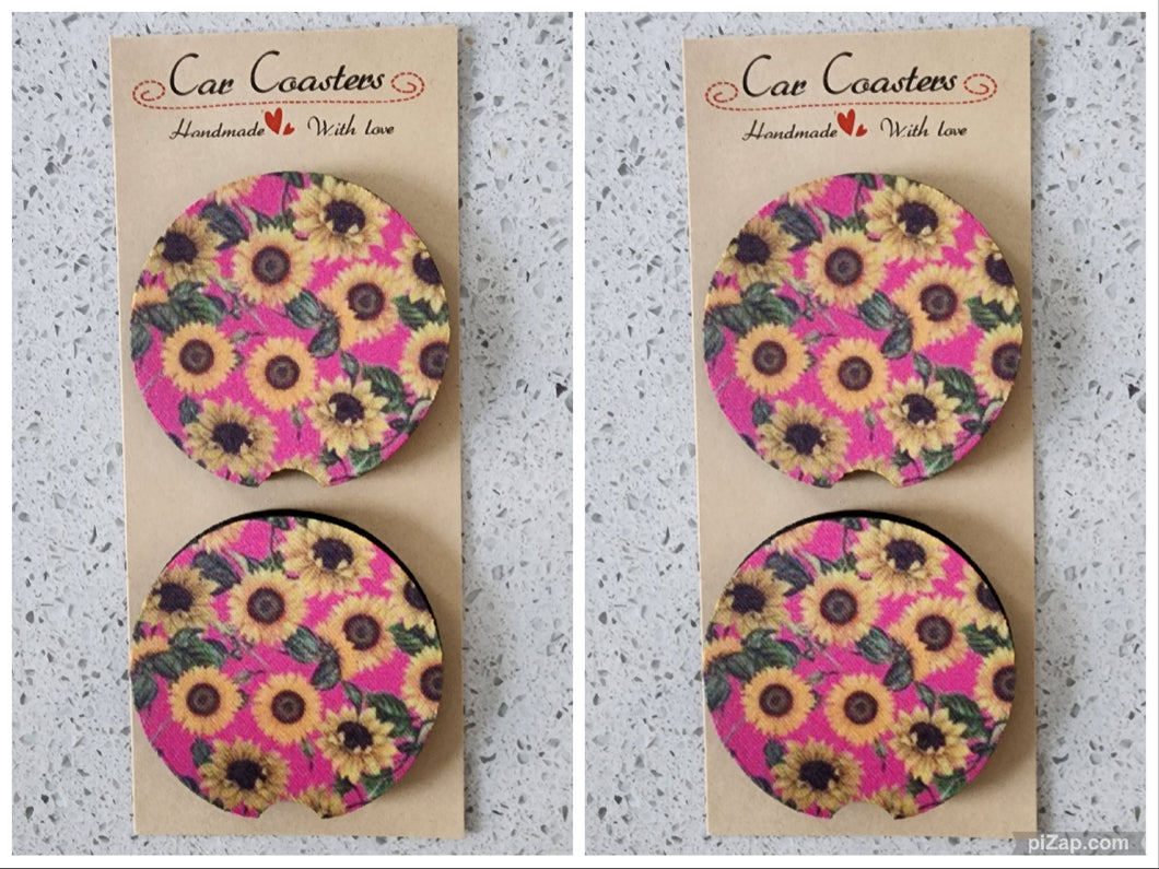 Sunflowers Car Coasters, Set of 4