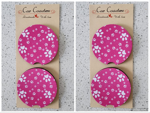 Pawprints Car Coasters, Set of 4