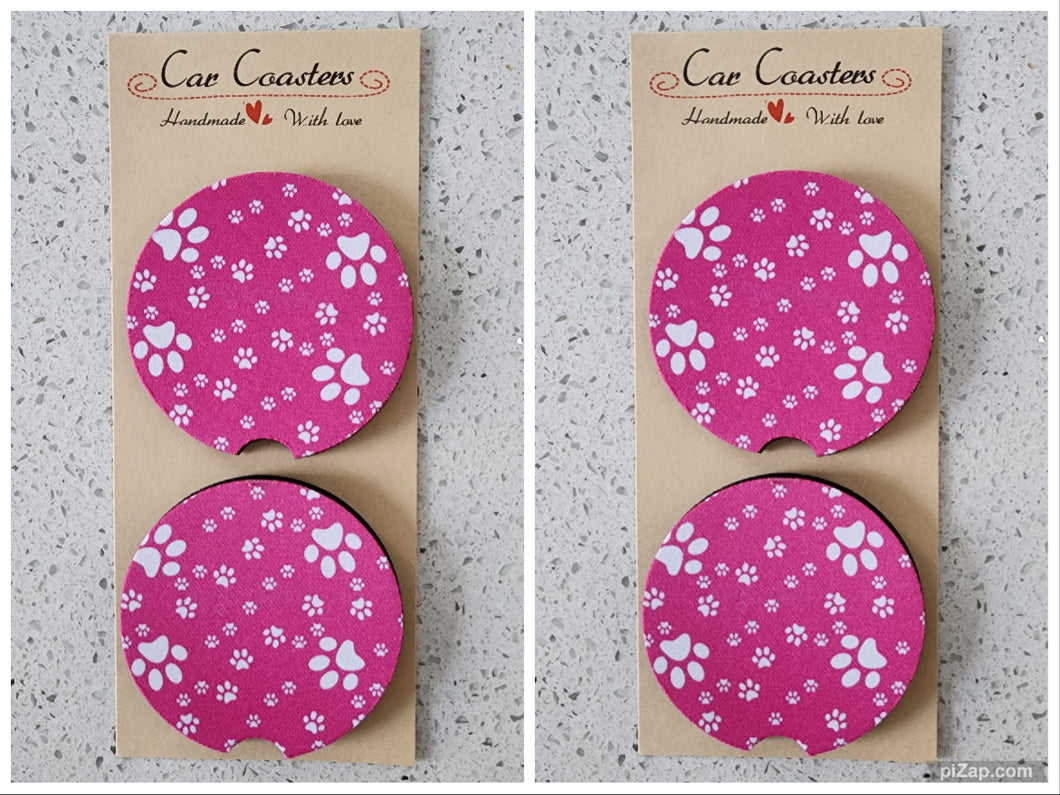 Pawprints Car Coasters, Set of 4