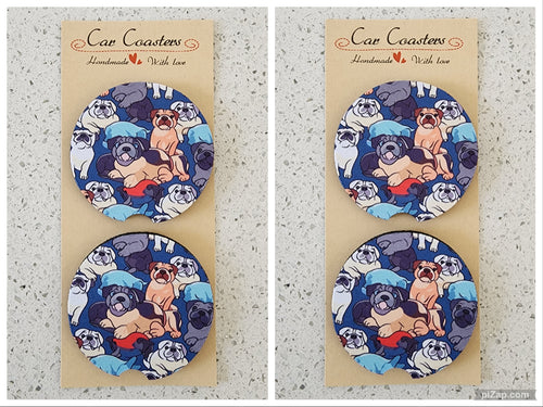 Dogs Collage Car Coasters, Set of 4