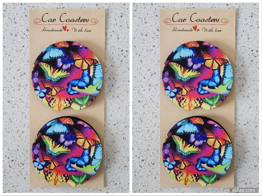 Butterflies Car Coasters, Set of 4